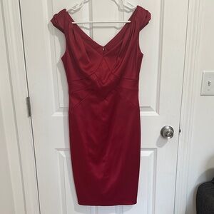 Sophisticated Burgundy V-Neck Sheath Dress Size 6